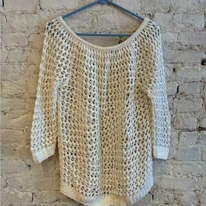 Theory White Off-the-Shoulder Sweater